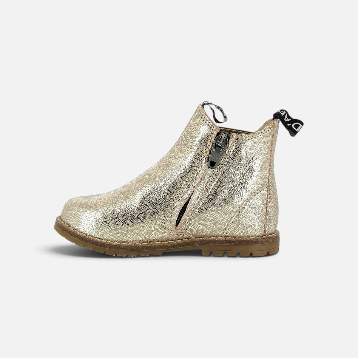 Pom d'Api Bob Chelsea Boots in sand-colored sequined leather color with a side zipper and non-slip sole