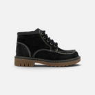 Bottines Pom d'Api Sid Lace Plato en velours noir avec surpiqûres contrastées et semelle crantée marron