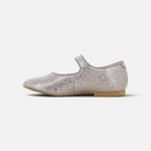 Ballerine Pom d'Api Daisy Baby en cuir pailleté multicolore avec bride à scratch, vue de profil