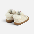 Chaussures premiers pas Pom d'Api Yaka Walk fourrées couleur crema avec sequins brillants et semelle souple