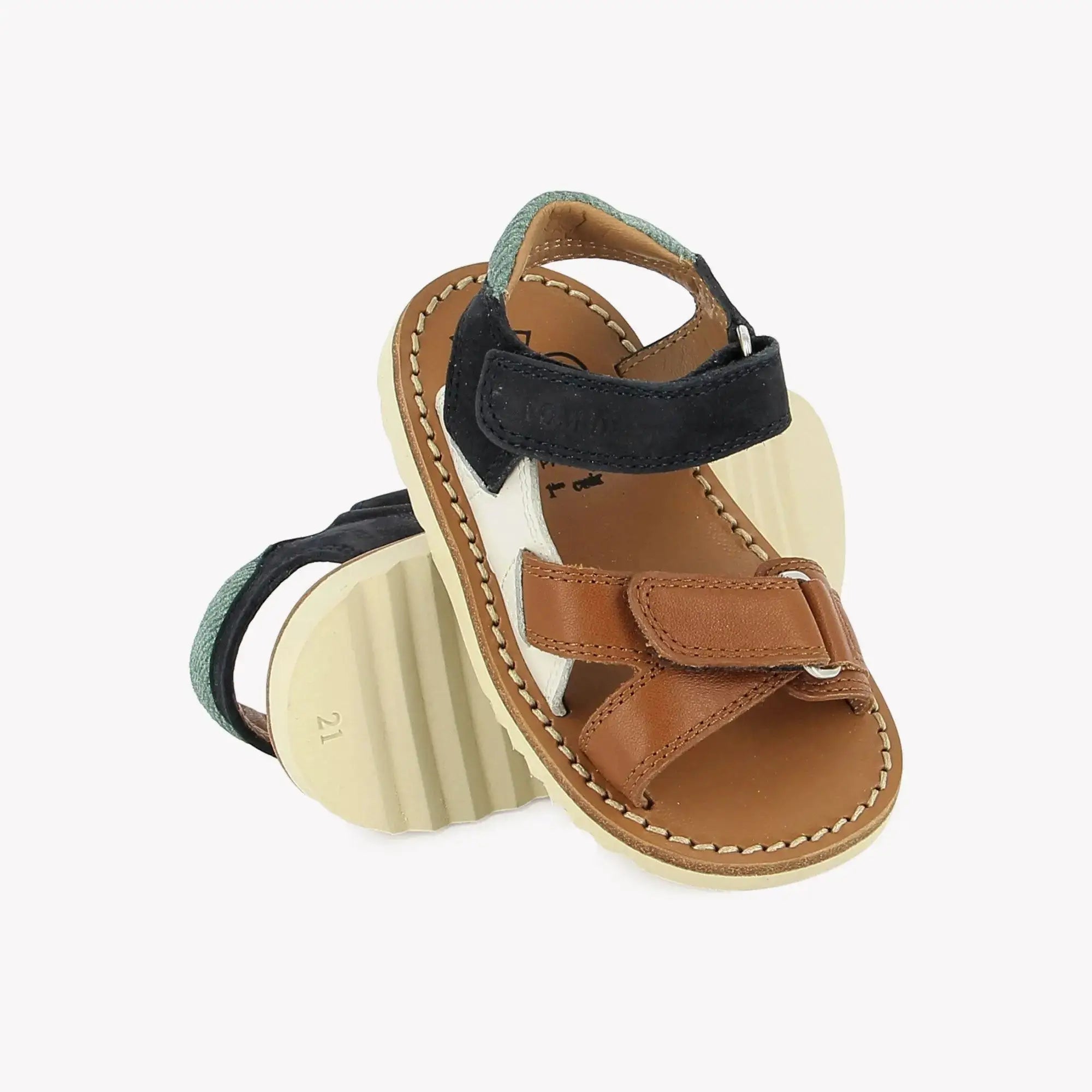 WAFF JIMY - NAPPA-NUBUCK - CUERO-CREMA-MARINE Pom d'Api