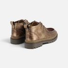 Bottines Pom d'Api Wall Zip Micky en cuir marron métallisé effet pony avec semelle crantée épaisse