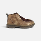 Bottines Pom d'Api Wall Zip Micky en cuir marron métallisé avec effet poney et semelle crantée robuste