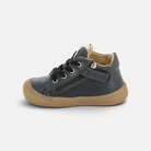 Chaussures barefoot Pom d'Api Yaka noires en cuir souple avec semelle fine et fermeture éclair latérale