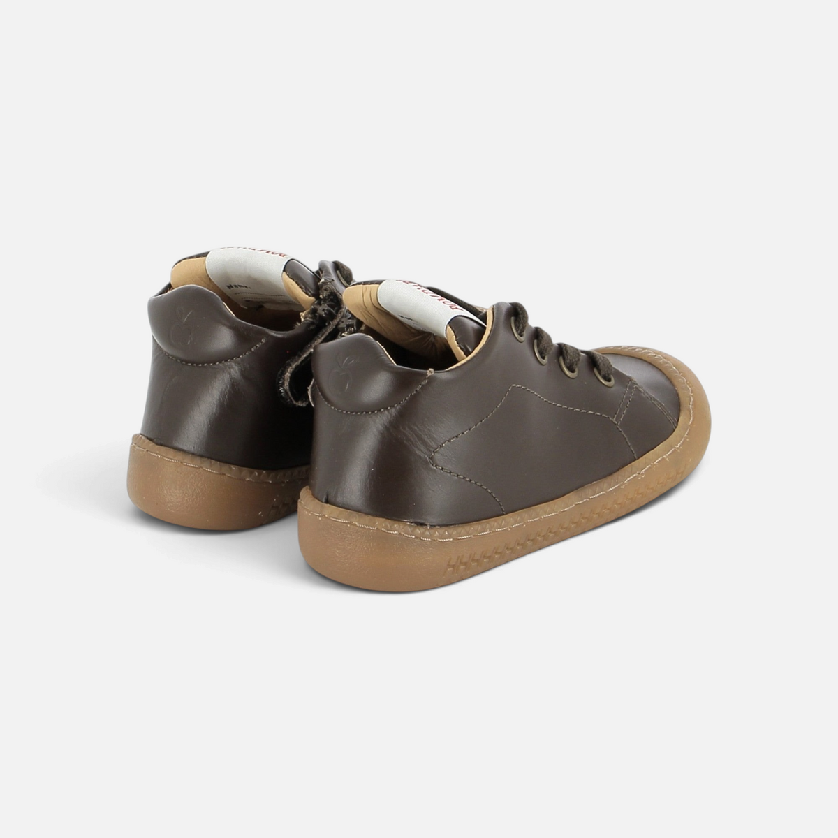 Chaussures barefoot Pom d'Api Yaka en cuir nappa marron ébène avec semelle souple et bout large pour enfant