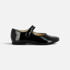 Ballerine Pom d'Api Daisy Baby en cuir vernis noir avec bride à bouton pression pour un maintien optimal