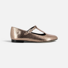 Ballerine salomé Pom d'Api pour fille en cuir doré effet serpent avec bride à boucle et antiglissoire intégré