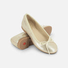 Pom d'Api Dory Bal Ballerina Flats in sand-colored color sequined leather with a small decorative bow on top