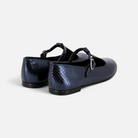 Ballerines Pom d'Api bleu marine effet serpent pour fille avec bride salomé et antiglissoire au talon