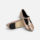 Ballerines Pom d'Api pour fille style salomé en cuir doré effet serpent avec bride sur le cou-de-pied