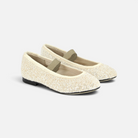 Ballerines Pom d'Api pour fille en sequins beiges avec bride salomé élastique pour un maintien élégant