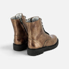 Boots Pom d'Api Sid Ranger en cuir métallisé bronze avec semelle crantée noire et fermeture éclair latérale