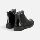 Boots Pom d'Api Sid noires en cuir verni avec semelle crantée épaisse et fermeture éclair latérale