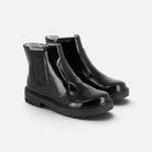 Boots Pom d'Api Sid en cuir verni noir avec semelle crantée épaisse et doublure intérieure métallisée argentée