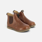 Bottines Chelsea Pom d'Api Bob en cuir marron avec fermeture éclair latérale et semelle antidérapante