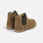 Bottines Chelsea Pom d'Api Bob pour enfant en cuir imprimé léopard avec zip latéral et semelle antidérapante