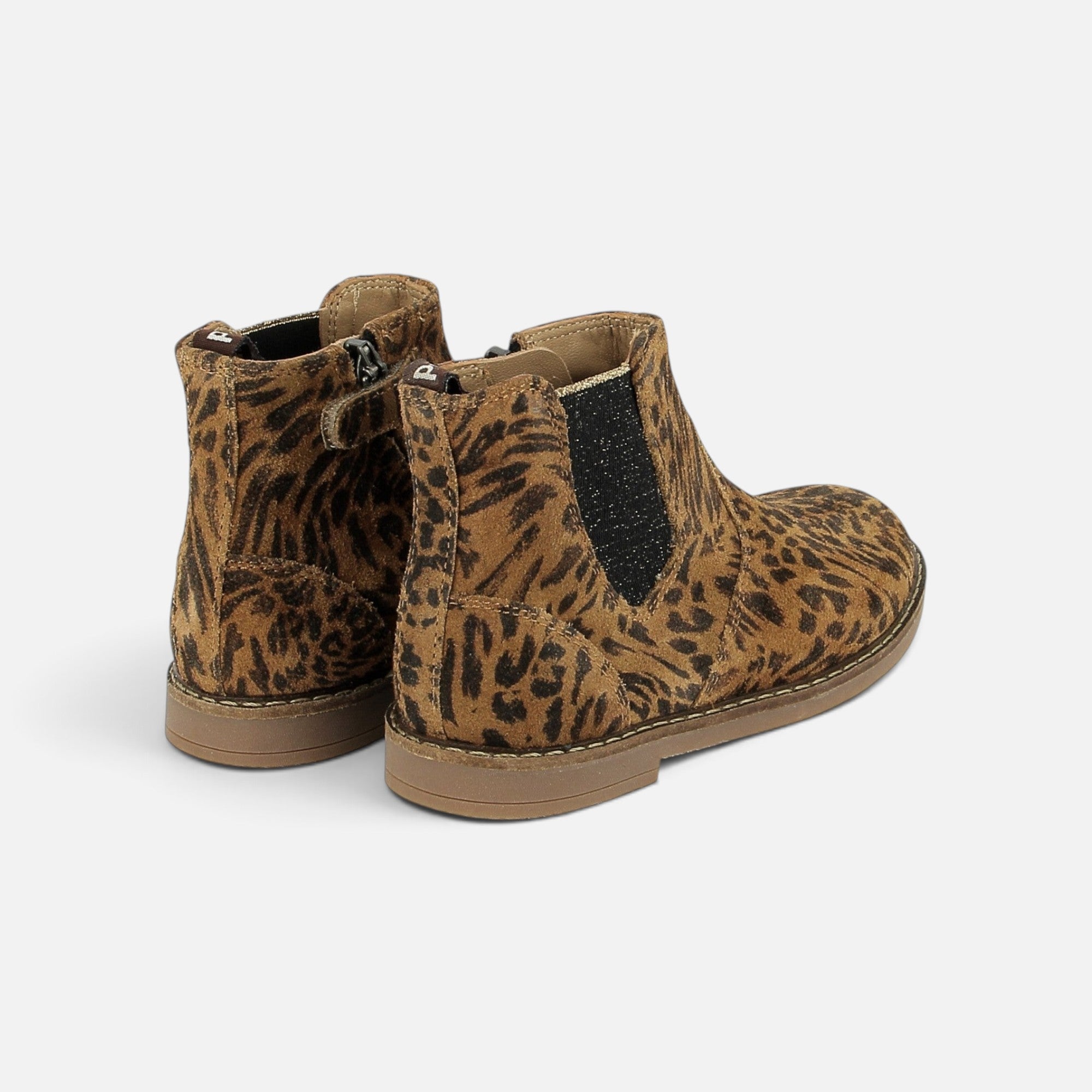 Bottines Chelsea Pom d'Api Trip en cuir imprimé léopard avec élastique noir et fermeture éclair latérale