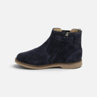 Bottines Chelsea Pom d'Api Trip en cuir velours bleu marine avec fermeture éclair latérale et semelle en caoutchouc