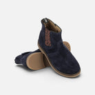 Bottines Chelsea Pom d'Api Trip en cuir velours bleu marine avec élastique pailleté et fermeture éclair latérale