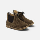 Bottines Chelsea Pom d'Api Bob en velours couleur mousse avec zip latéral et semelle antidérapante pour enfant