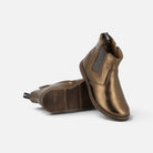 Bottines citadines Pom d'Api City en cuir laminé couleur cuivre foncé avec fermeture éclair latérale