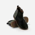 Bottines Pom d'Api Trip en cuir noir lisse avec empiècement arrière en glitter multicolore et semelle souple