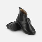 Bottines enfant Pom d'Api City Jodzip en cuir noir avec fermeture éclair latérale et détails élastiques