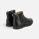 Bottines Pom d'Api City en cuir nappa noir avec fermeture éclair latérale et empiècement élastique pailleté