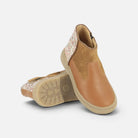 Bottines Pom d'Api Trix Back en cuir marron et daim pailleté avec semelle souple en caoutchouc et fermeture zippée