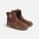 Bottines Pom d'Api Sister marron en cuir lisse et cuir à poil ras avec fermeture éclair latérale et détail cœur