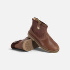 Bottines Pom d'Api Sister marron en cuir lisse et cuir à poil ras avec fermeture éclair latérale
