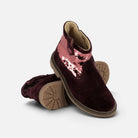 Bottines Pom d'Api Sister en velours grenat et sequins scintillants avec fermeture éclair latérale