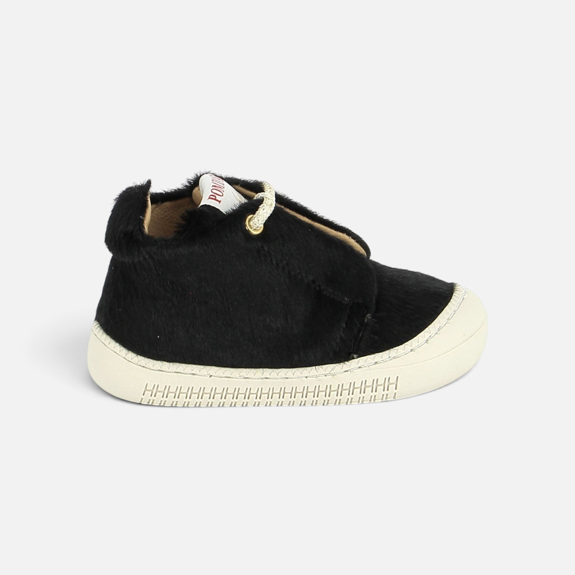 Chaussures barefoot Pom d'Api Yaka Speed en cuir façon poulain noir avec semelle souple et légère