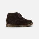 Chaussure premiers-pas Pom d'Api en cuir velours marron avec fermeture velcro et semelle antidérapante pour l'hiver