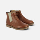 Chelsea boots Pom d'Api en cuir marron avec empiècement élastique brillant et fermeture éclair latérale