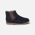 Chelsea boots Pom d'Api Trip en cuir velours bleu marine avec empiècement élastique pailleté et fermeture éclair