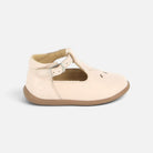 Sandales Salomé Pom d'Api en cuir nappa rose pâle avec bride à boucle et semelle souple pour enfant