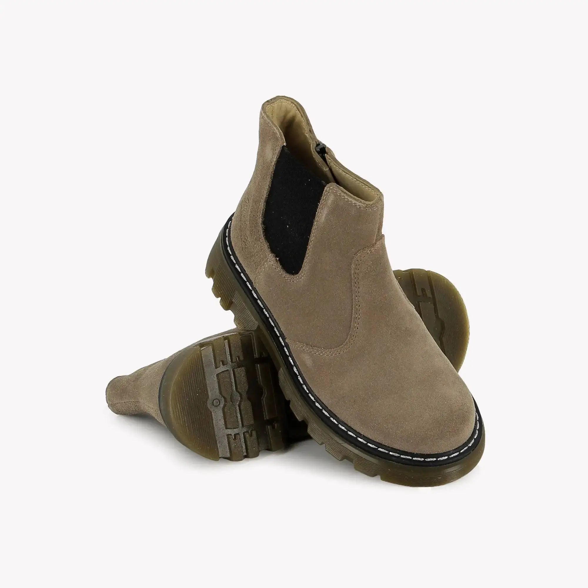POM D'API - BOOTS & BOTTINES - CLAP JODZIP SL - VELOURS - TAUPE - Pom d'Api