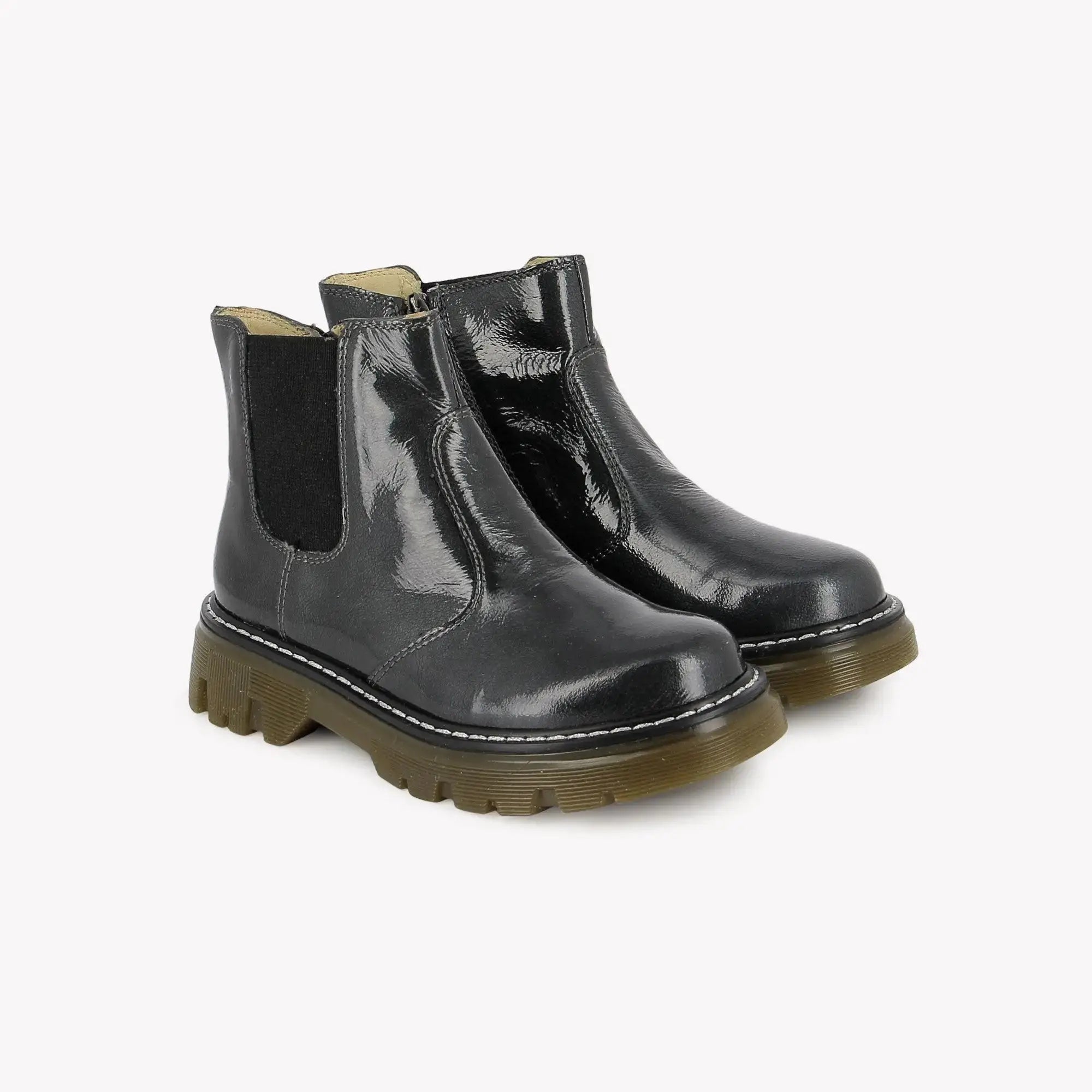 POM D'API - BOOTS & BOTTINES - CLAP JODZIP SL - VERNIS METAL - ANTHRACITE - Pom d'Api