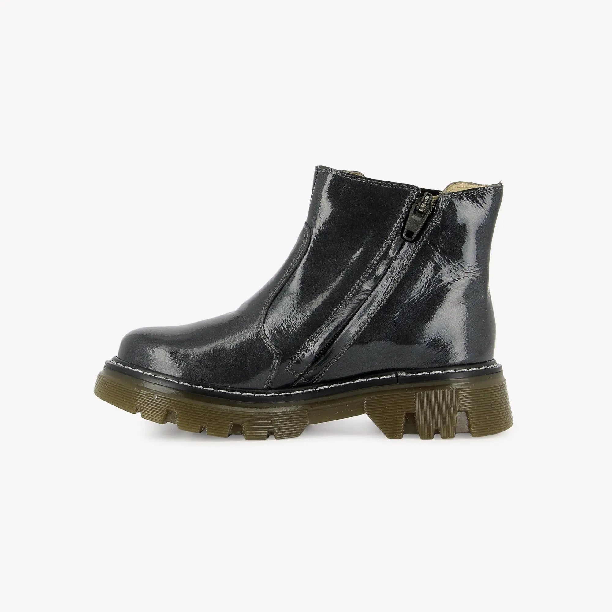 POM D'API  BOOTS & ANKLE BOOTS - CLAP JODZIP SL - METALIC PATENT LEATHER - ANTHRACITE - Pom d'Api