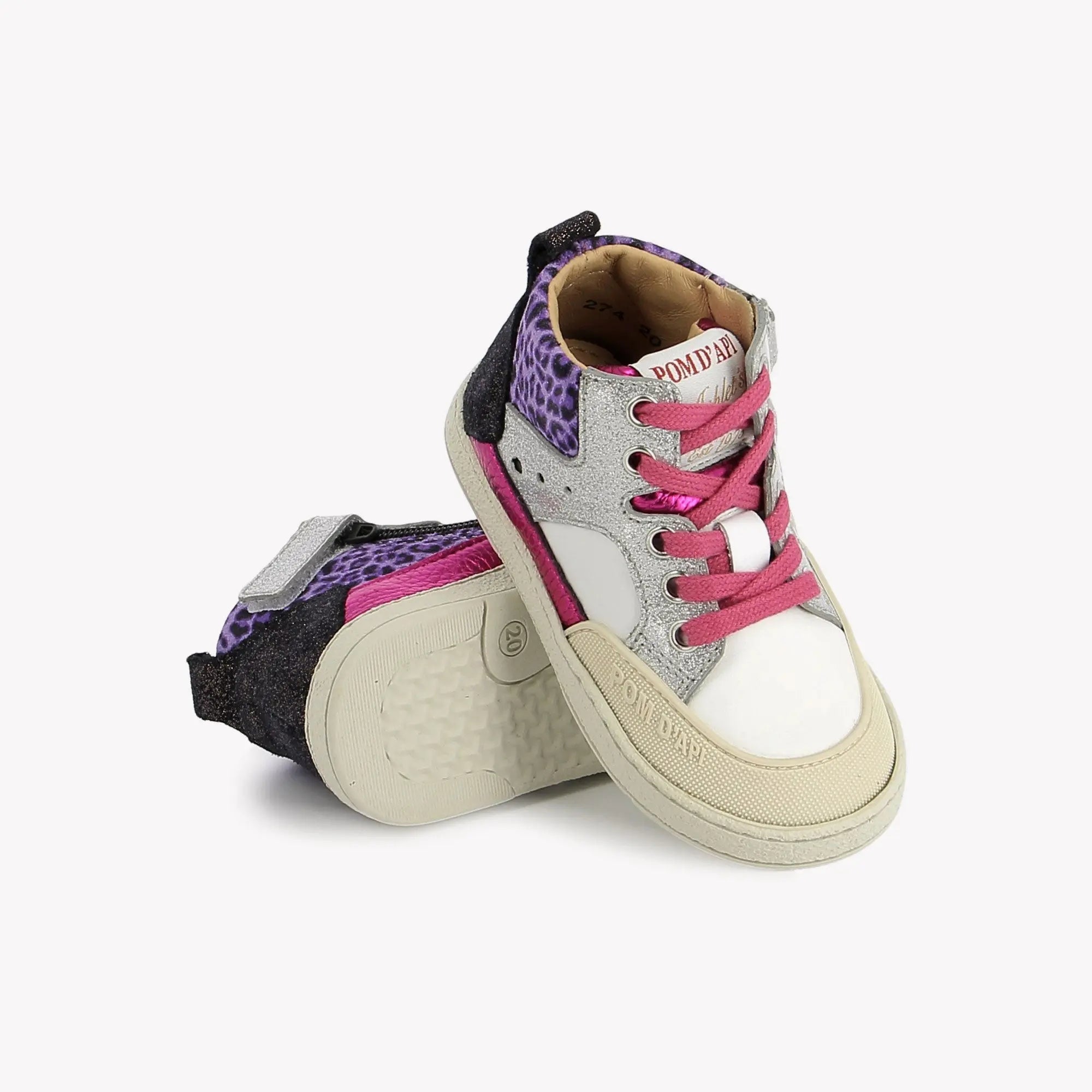 POM D'API  SNEAKERS - BUMP FOAM - NAPPA LEATHER - VELVET - OFF WHITE - LEO PURPLE - Pom d'Api