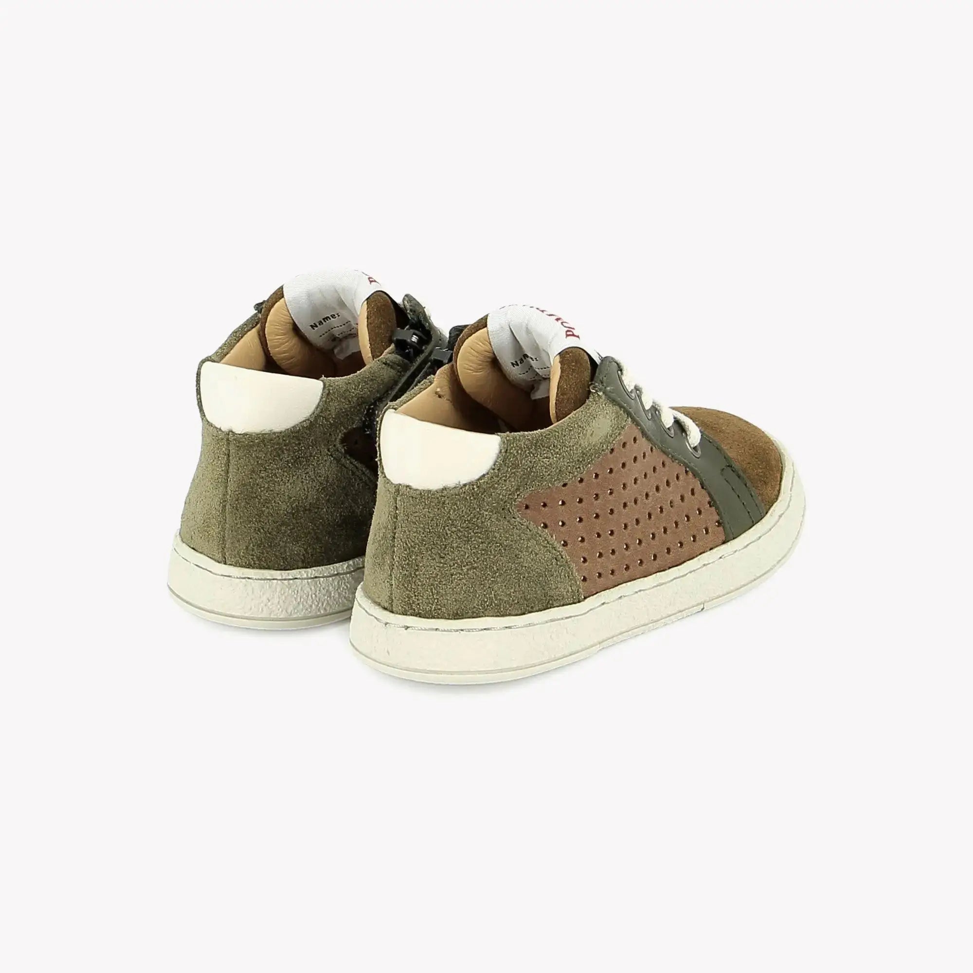 POM D'API  SNEAKERS - MOUSSE LACE PERFO  OILY SUEDE - DK CAMEL - OLIVE - Pom d'Api