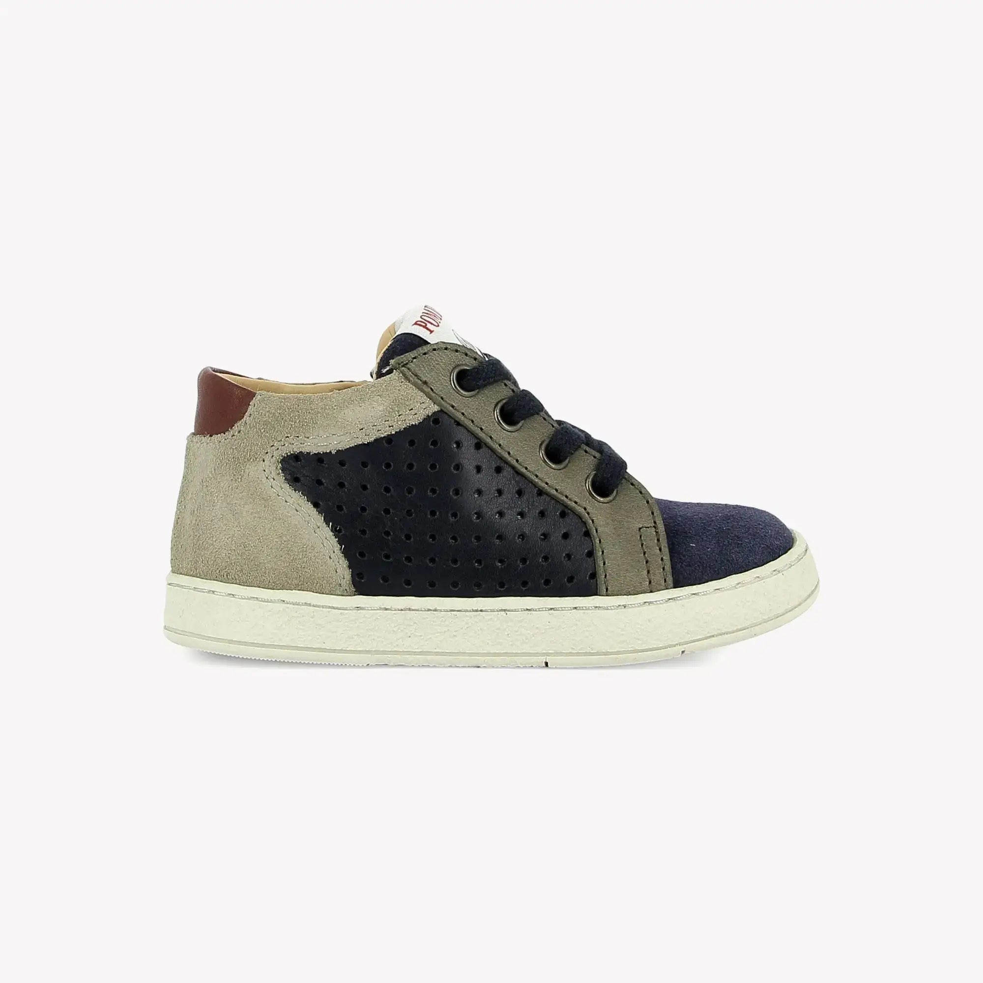 POM D'API  SNEAKERS - MOUSSE LACE PERFO  OILY SUEDE - NAVY - KHAKI - Pom d'Api