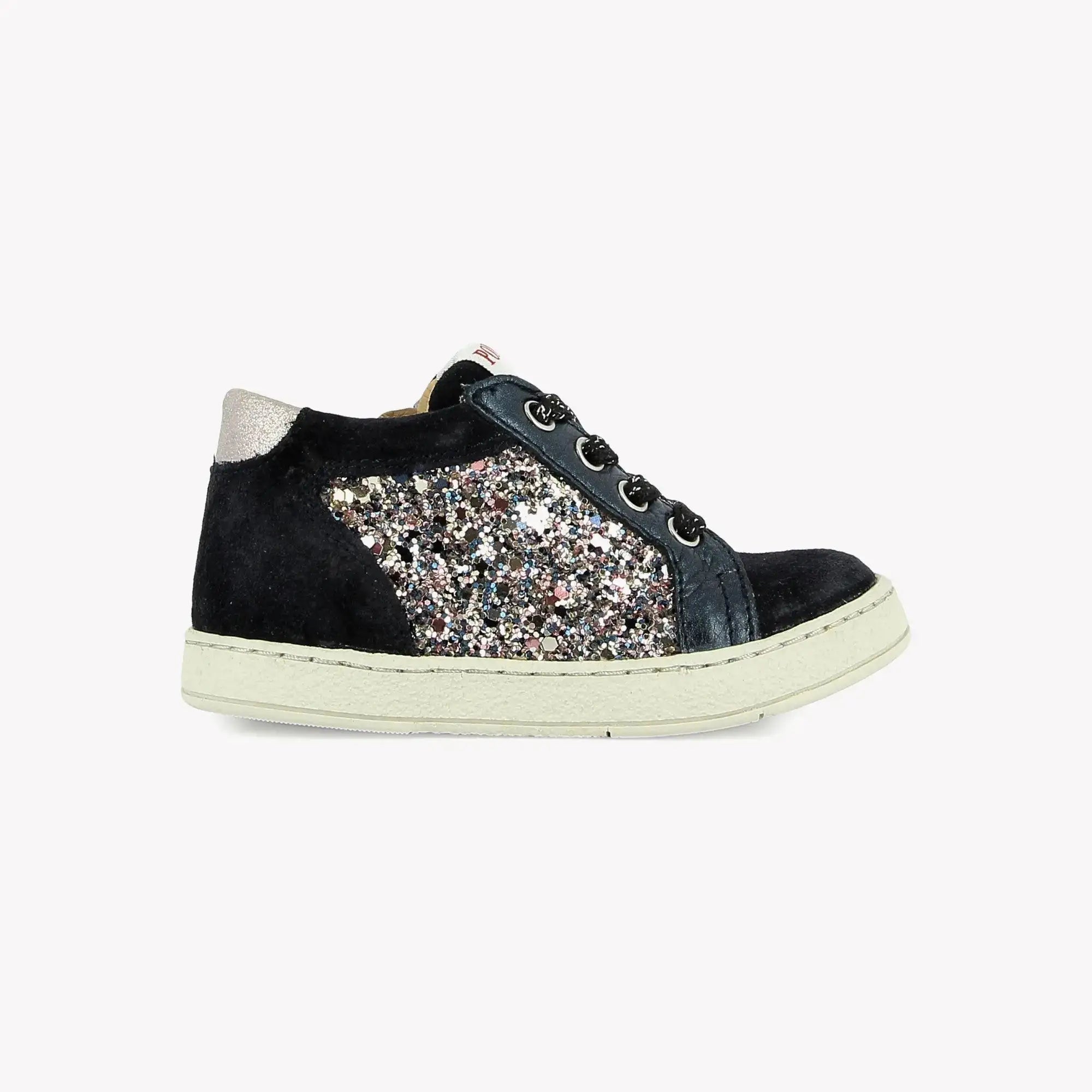 POM D'API  SNEAKERS - MOUSSE ZIP TOP - VELVET - GLITTER - NAVY - MULTI PINK - Pom d'Api