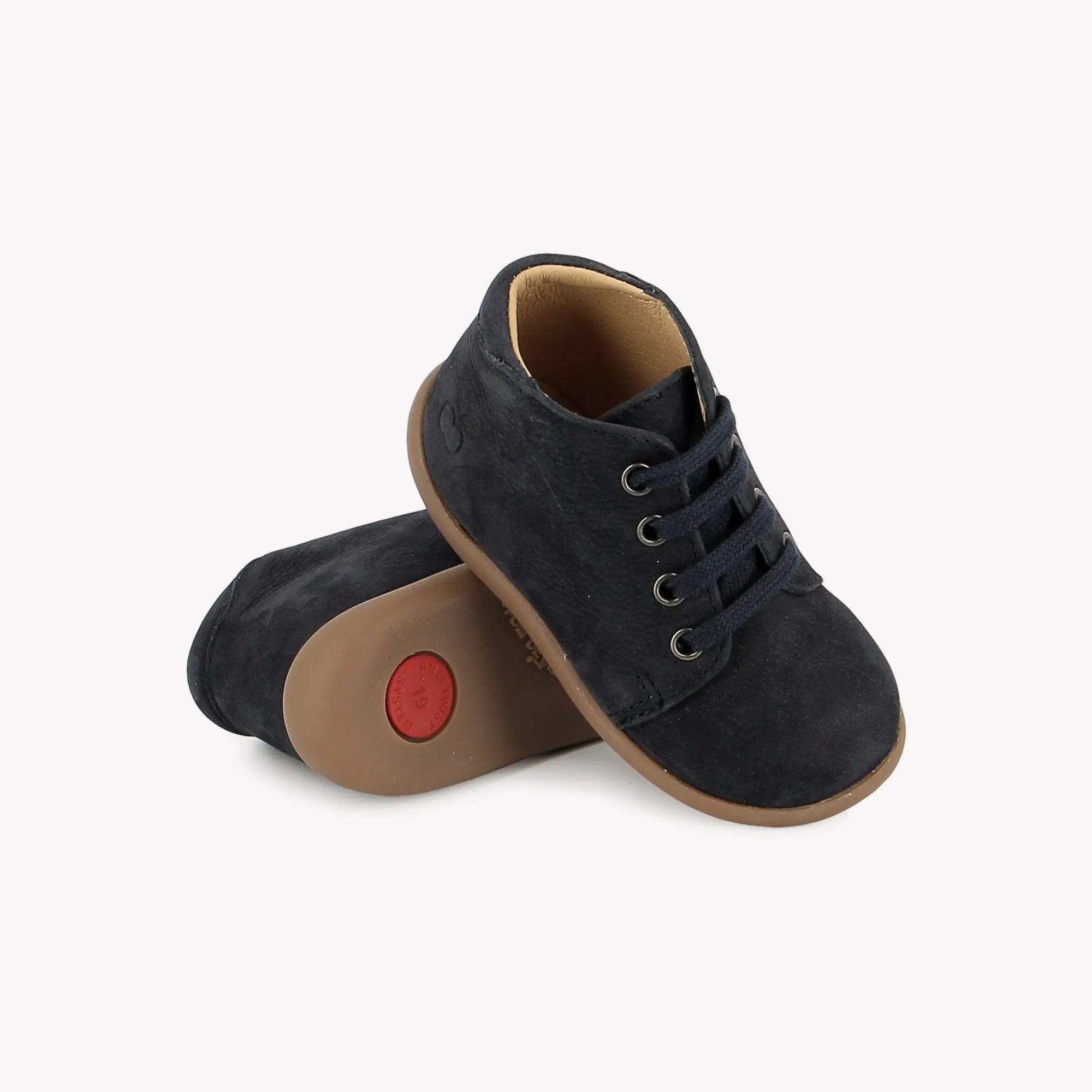 POM D'API - PREMIERS PAS - STAND - UP BOTTINE - NUBUCK - MARINE - Pom d'Api