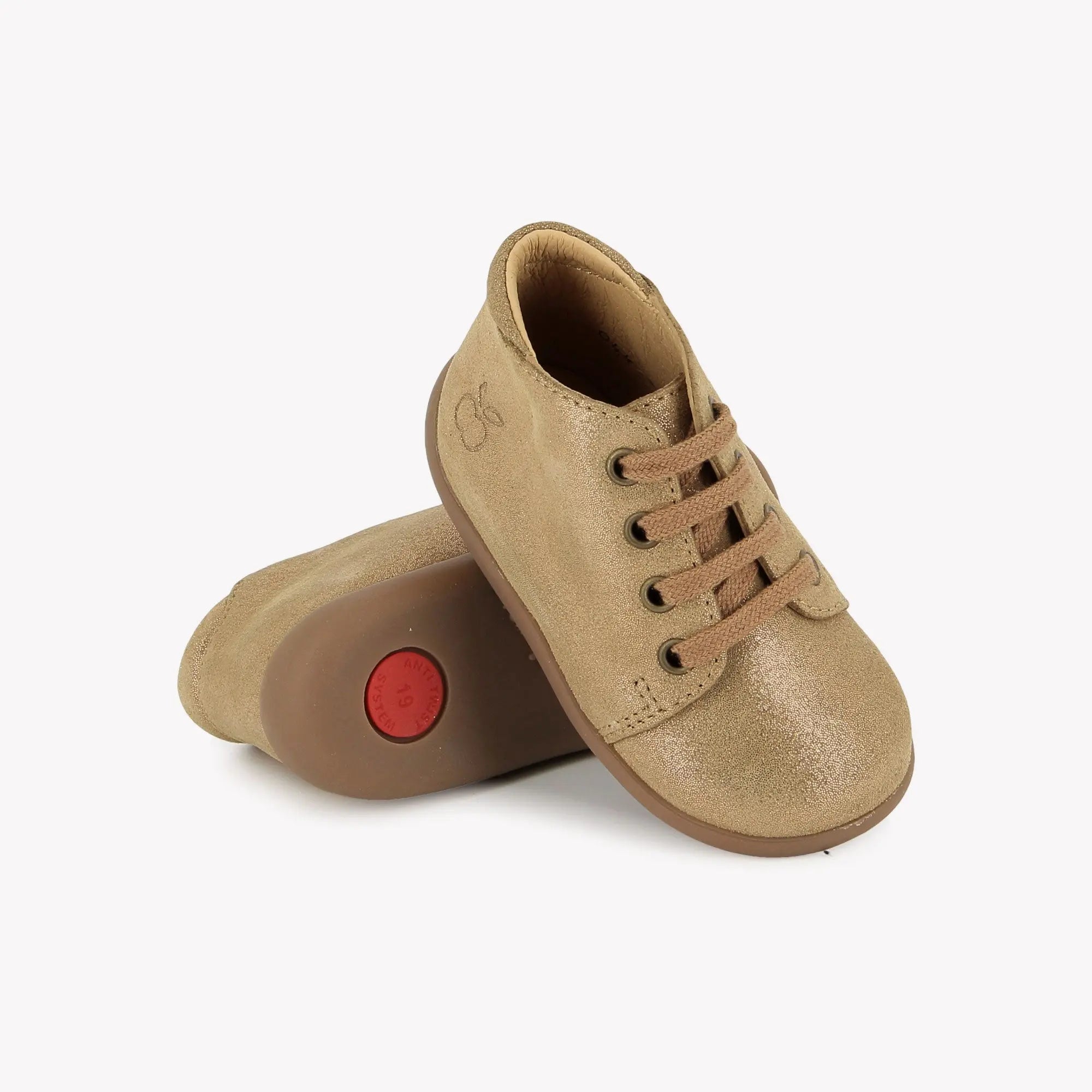 POM D'API - PREMIERS PAS - STAND - UP BOTTINE - VELOURS DEVON - CARAMEL - Pom d'Api