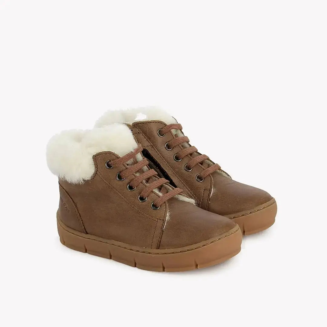 POM D'API - BASKETS - START TOP FUR - NAPPA - BROWN - Pom d'Api