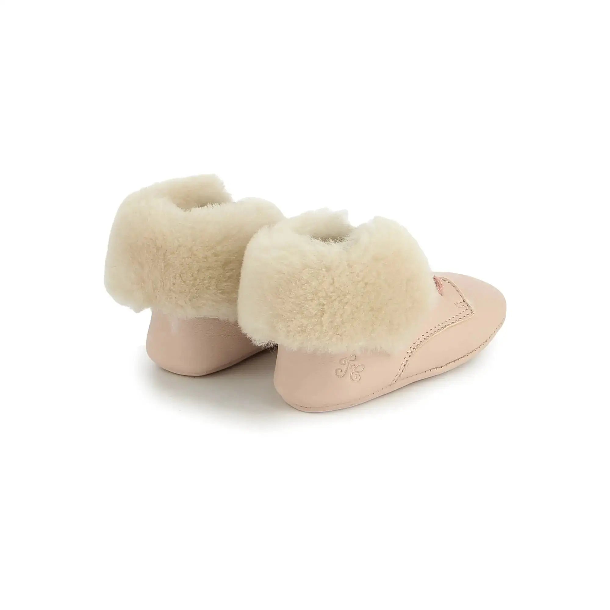 TARTINE ET CHOCOLAT SOULIERS - CHAUSSONS - TC 15 FIRST FUR - CUIR LISSE - POUDRE - Pom d'Api