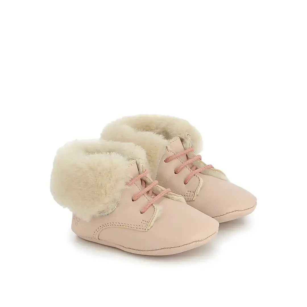 TARTINE ET CHOCOLAT SOULIERS - CHAUSSONS - TC 15 FIRST FUR - CUIR LISSE - POUDRE - Pom d'Api