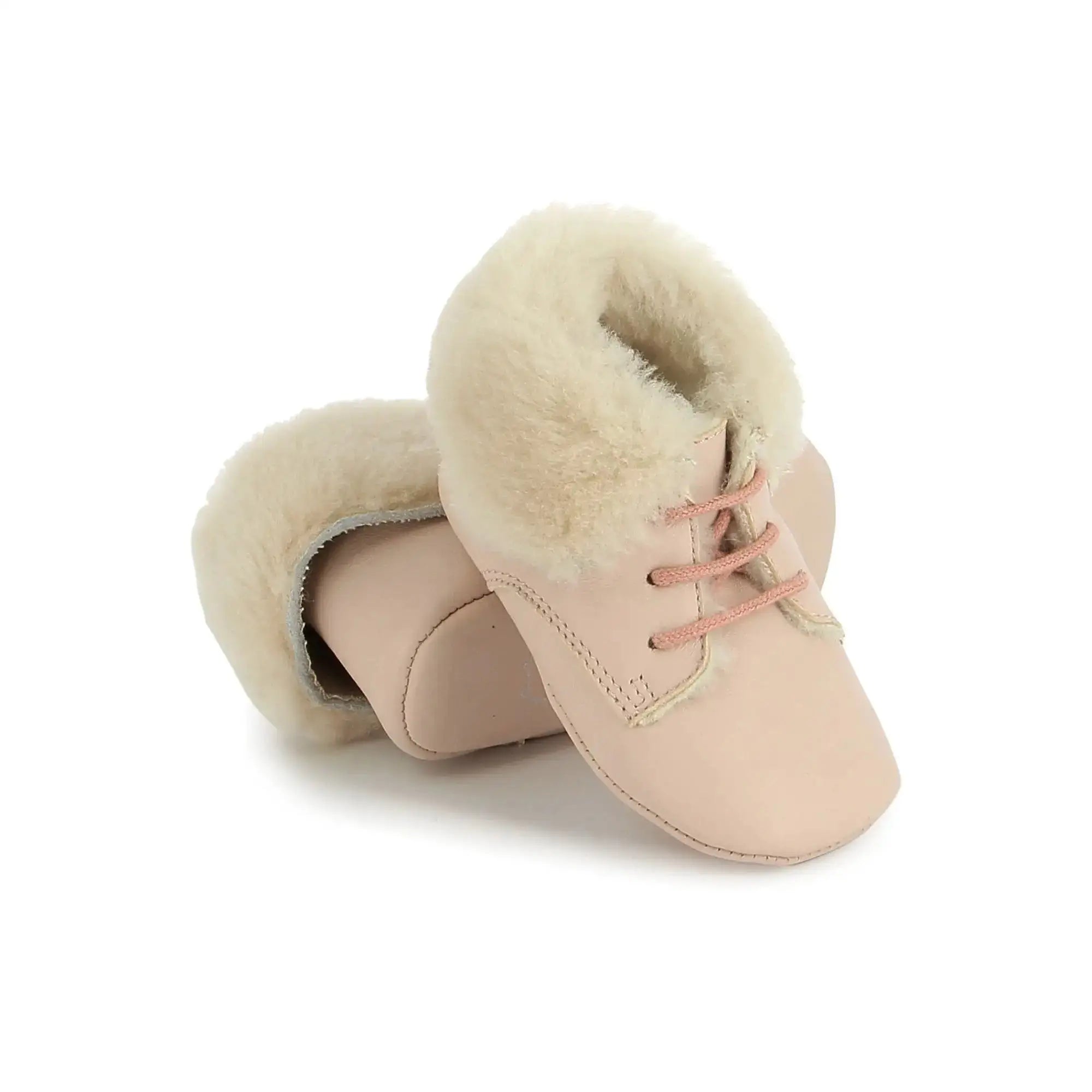 TARTINE ET CHOCOLAT SOULIERS - CHAUSSONS - TC 15 FIRST FUR - CUIR LISSE - POUDRE - Pom d'Api